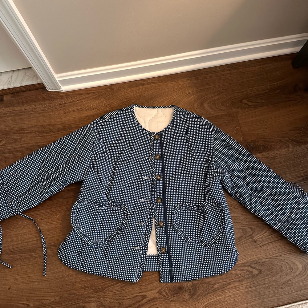 Stylish Blue Polka Dot Women's Jacket